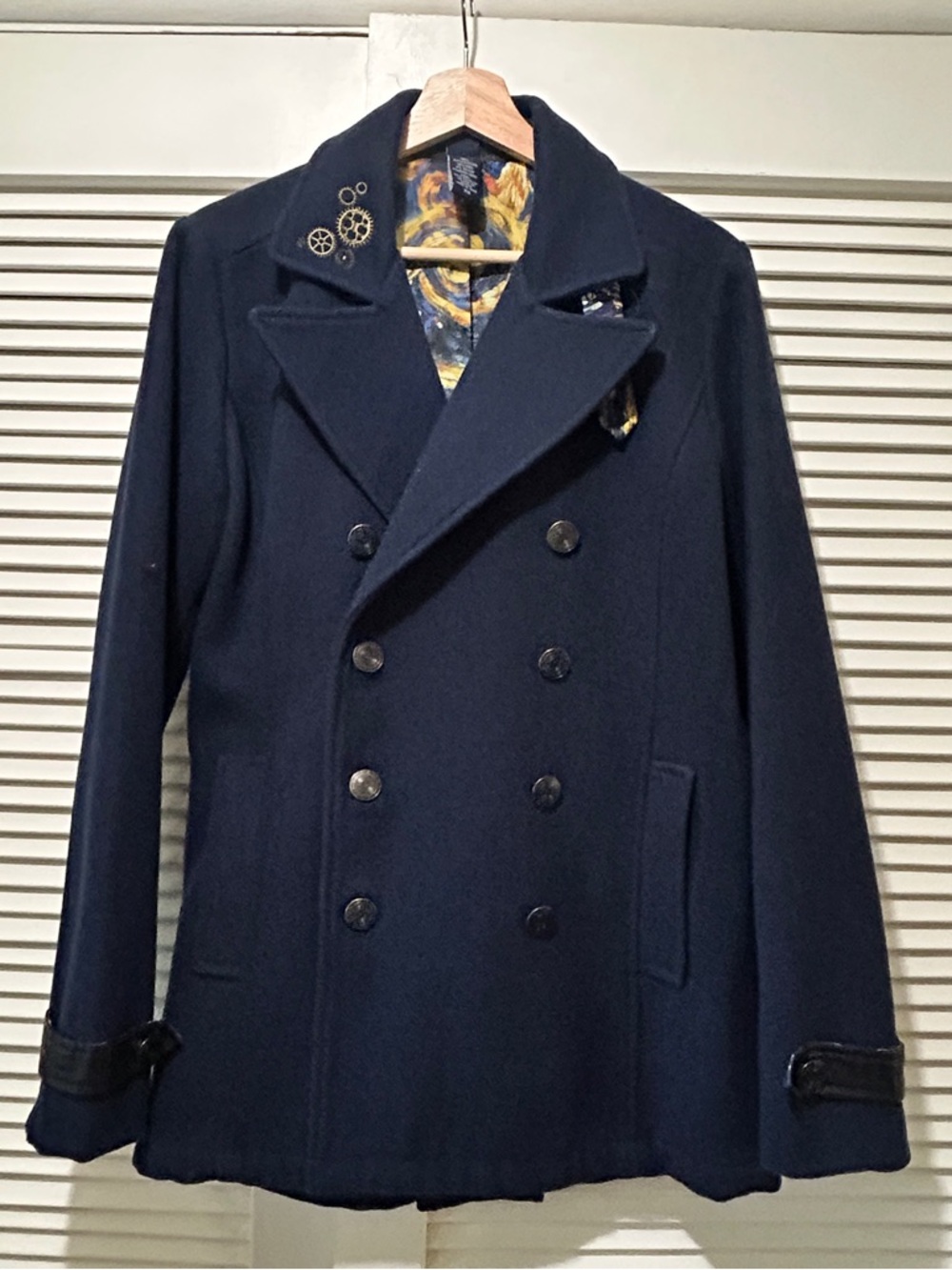 Dr Who Jacket BBC Double-Breasted Tardis Trench Coat Navy Blue Size XS Hot Topic